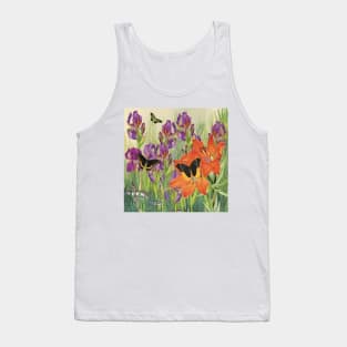 The snake in Paradise, snake and butterflies with flowers Tank Top